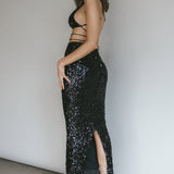 Zefa Sequin Triangle Top Black