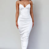 Seraya Lace-Up Back Dress White