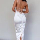 Seraya Lace-Up Back Dress White