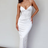 Seraya Lace-Up Back Dress White
