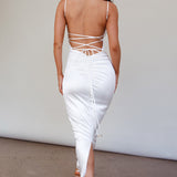 Seraya Lace-Up Back Dress White