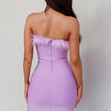 Cherri Fur Trim Mini Dress Lilac