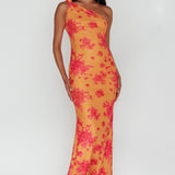 Portland One-Shoulder Jersey Maxi Dress Floral Orange