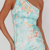 Portland One-Shoulder Maxi Dress Floral Mint