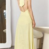 La Habra Halterneck Romper Lemon