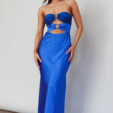 L'Amore Cut-Out Bodice Midi Dress Deep Blue