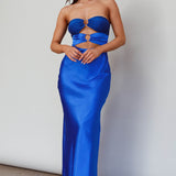 L'Amore Cut-Out Bodice Midi Dress Deep Blue