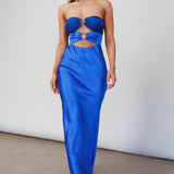 L'Amore Cut-Out Bodice Midi Dress Deep Blue