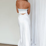L'Amore Cut-Out Bodice Midi Dress Silver/White