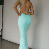 Tarah Low Back Maxi Dress Water Sprite