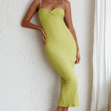 Tiffani Diamante Strap Midi Dress Apple