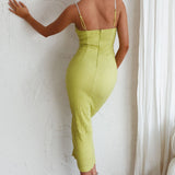 Tiffani Diamante Strap Midi Dress Apple