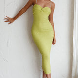 Tiffani Diamante Strap Midi Dress Apple