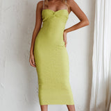 Tiffani Diamante Strap Midi Dress Apple