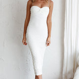 Tiffani Diamante Strap Midi Dress White