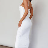 Tiffani Diamante Strap Midi Dress White
