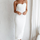 Tiffani Diamante Strap Midi Dress White