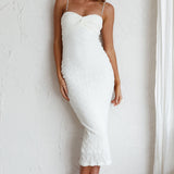 Tiffani Diamante Strap Midi Dress White