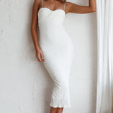 Tiffani Diamante Strap Midi Dress White
