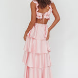 Catalina Tiered Ruffle Cut-Out Maxi Dress Blush