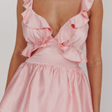 Catalina Tiered Ruffle Cut-Out Maxi Dress Blush