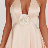 Catalina Tiered Ruffle Rosette Maxi Dress Peach