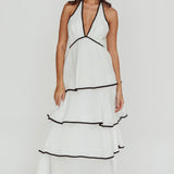 Catalina Tiered Ruffle Maxi Dress White/Black