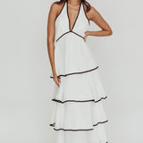 Catalina Tiered Ruffle Maxi Dress White/Black