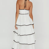 Catalina Tiered Ruffle Maxi Dress White/Black