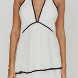 Catalina Tiered Ruffle Maxi Dress White/Black
