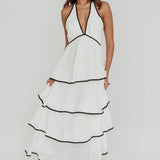 Catalina Tiered Ruffle Maxi Dress White/Black