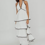 Catalina Tiered Ruffle Maxi Dress White/Black