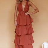Catalina Tiered Ruffle Maxi Dress Cocoa