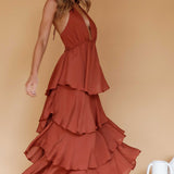Catalina Tiered Ruffle Maxi Dress Cocoa