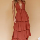 Catalina Tiered Ruffle Maxi Dress Cocoa