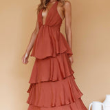 Catalina Tiered Ruffle Maxi Dress Cocoa