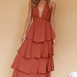 Catalina Tiered Ruffle Maxi Dress Cocoa