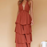 Catalina Tiered Ruffle Maxi Dress Cocoa