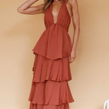Catalina Tiered Ruffle Maxi Dress Cocoa