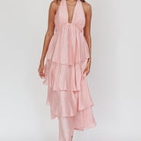 Catalina Tiered Ruffle Maxi Dress Dusty Rose