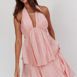Catalina Tiered Ruffle Maxi Dress Dusty Rose