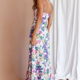 Beachside Flounce Hem Maxi Dress White Floral
