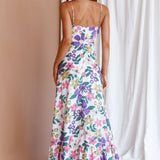 Beachside Flounce Hem Maxi Dress White Floral