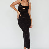 Beachside Crochet Knit Maxi Dress Black
