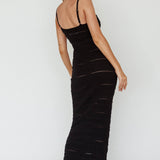 Beachside Crochet Knit Maxi Dress Black