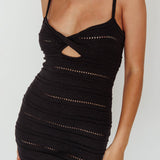 Beachside Crochet Knit Maxi Dress Black