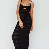 Beachside Crochet Knit Maxi Dress Black