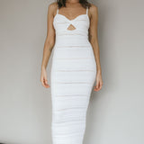 Beachside Crochet Knit Maxi Dress Off White