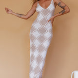 Easy Street Crochet Maxi Dress Beige