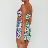 El Camino Mosaic Mini Skirt Silver